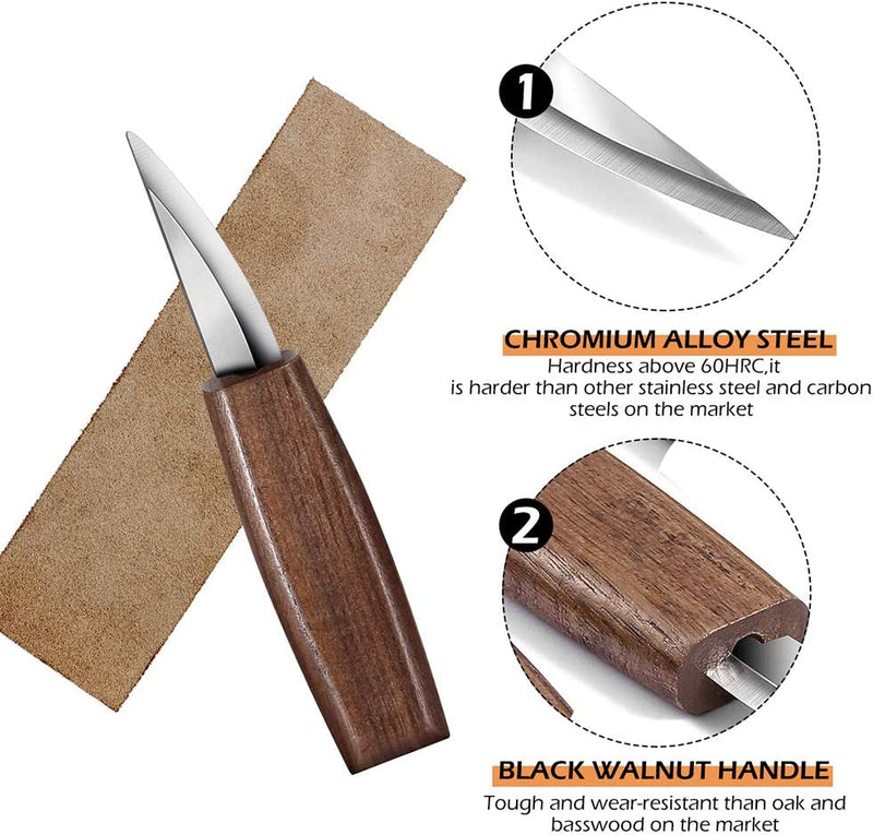 10Pc Wood Carving Knife Set Beginner Kit Convenient Tools Set Cut Resistant Gloves Spoon Carving Hook Knife, Wood Carving Whittling Knife, Chip Carving Detail Knife Sandpaper for Woodworking