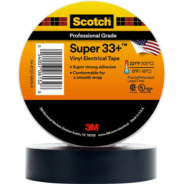 3M Scotch(R) Super 33(TM) Vinyl Electrical Tape, 3/4 in X 52 Ft, Black