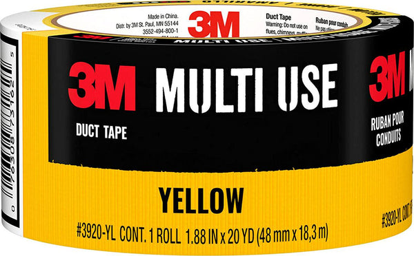 3M Multi-Use Colored Duct Tape Yellow, 48 mm x 18.2 m, 3920-YL, 1 Roll