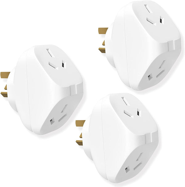 10 Amp Double Outlet Adaptor, Home Adapter Plug Outlet Angled Splitter(Pack of 3)