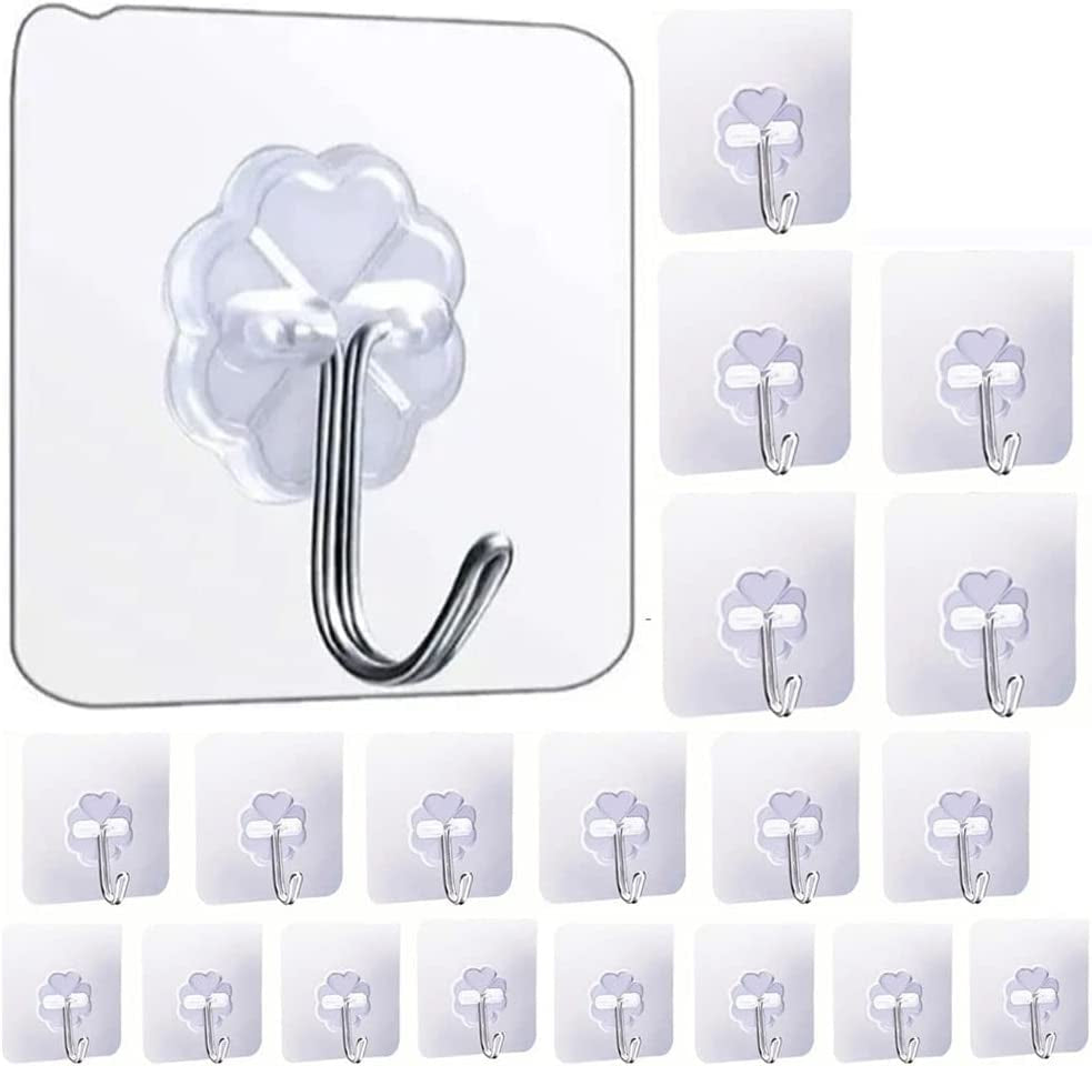 Double-Sided Adhesive Wall Hooks Wall Utility Hooks 13.2 lbs Heavy Dut