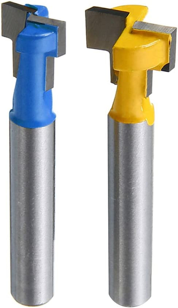 Yakamoz 1/4" Shank T-Slot Cutter Router Bit Steel Handle 3/8" & 1/2" Length Woodworking Cutters for Power Tools