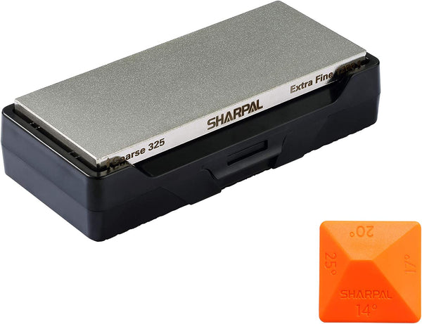 SHARPAL 156N Diamond Whetstone Knife Sharpener with Storage Base, 2 Side Grit Coarse 325 / Extra Fine 1200, Whetstone Kit, Diamond Sharpening Stone with Non-Slip Base and Angle Guide (152 X 63Mm / 6 X 2.5 Inch)