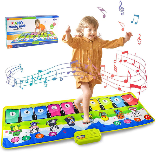 AKILION Kids Piano Mat Toys, Piano Keyboard Dance Mat, Electronic Animal Touch Carpet Music Blanket Toys, Kids&#039; Musical Instruments Toys, Learning and Education Gifts for Baby Toddler Girls Boys (110*36cm)