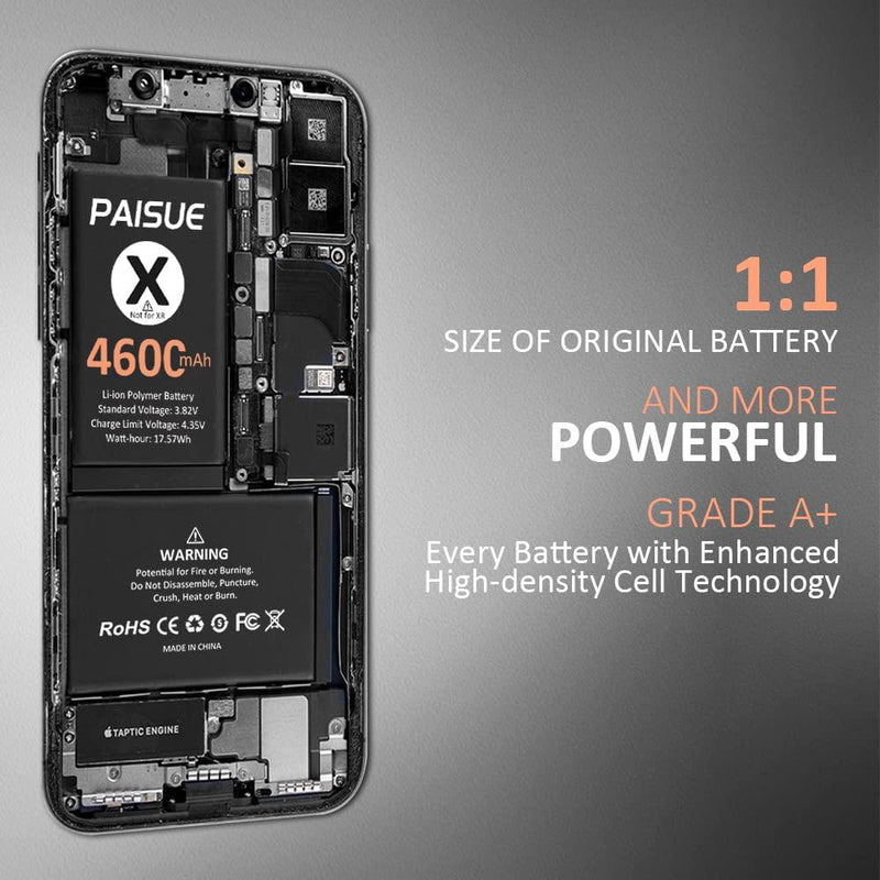Battery for iPhone X, 4600mAh High Capacity Battery Replacement for iPhone X A1865 A1901 A1902 with Professional Tool Kit and Instructions