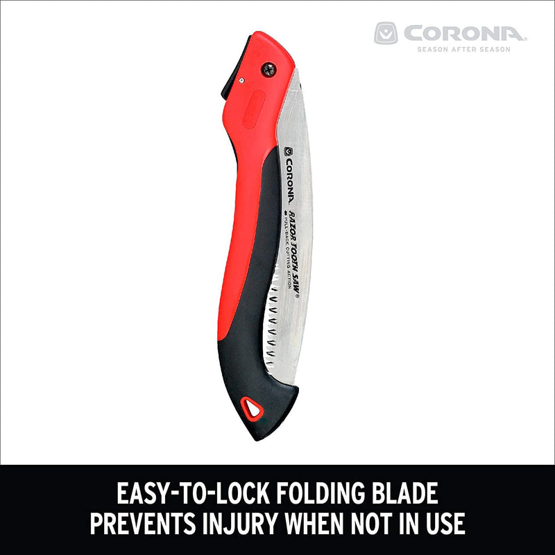 Corona Tools 10-Inch RazorTOOTH Folding Saw | Pruning Saw Designed for Single-Hand Use | Curved Blade Hand Saw | Cuts Branches Up to 6 in Diameter | RS 7265D