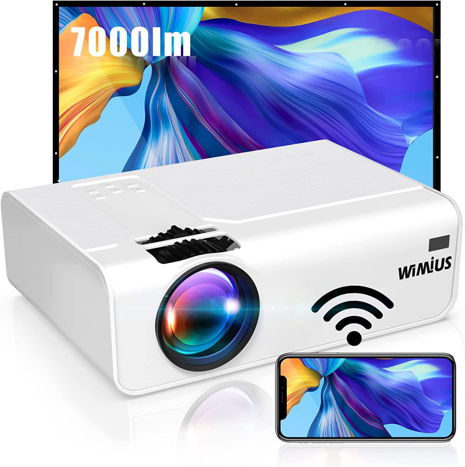 Home WiFi Projector,WiMiUS K2 Mini Projector 1080P Support 4K, Portabl