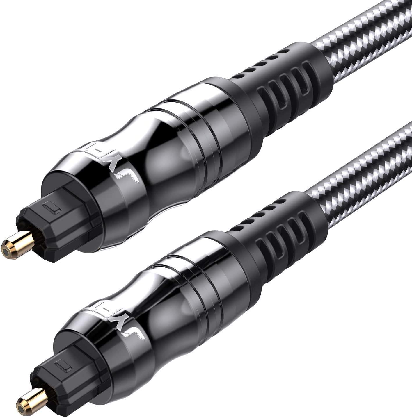 FosPower Braided Toslink Digital Fiber Optic Optical Audio Cable SPDIF  Dolby DTS