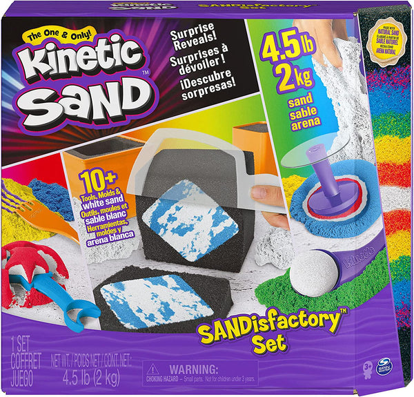 Kinetic Sand, Sandisfactory Set, 4.5lbs of Colored and Rare White, 10 Tools and Molds, Play Sand for Kids Ages 3 and Up, Exclusive
