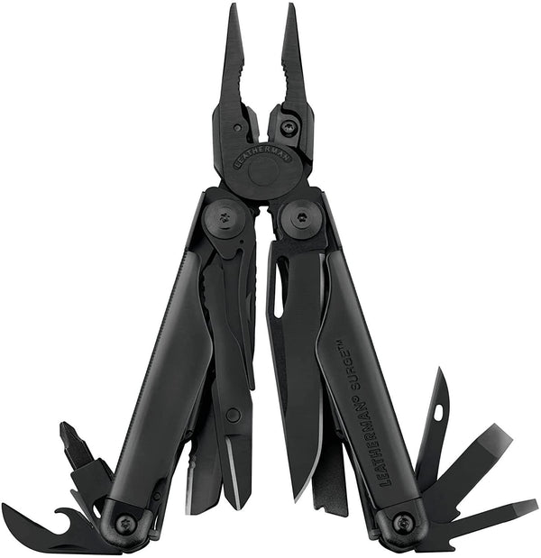 LEATHERMAN - 830278, Surge Heavy Duty Multitool with Premium Replaceable Wire Cutters and Spring-Action Scissors, Black with MOLLE Sheath