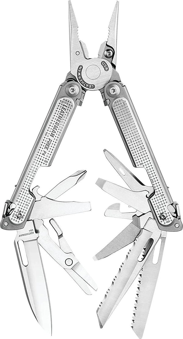 LEATHERMAN, FREE P4 Multitool with Magnetic Locking, One Size Hand Accessible Tools and Premium Nylon Sheath and Pocket Clip, Built in the USA