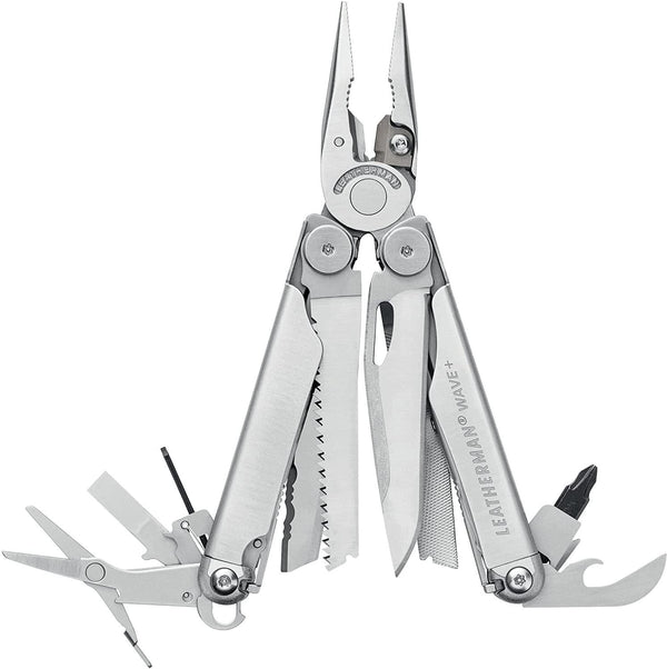 LEATHERMAN, Wave Plus Multitool with Premium Replaceable Wire Cutters, Spring-Action Scissors and Nylon Sheath, Built in the USA, Stainless Steel