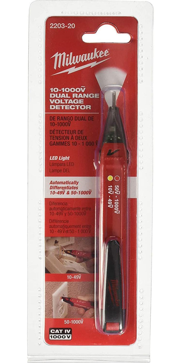 Milwaukee 2203-20 10-1000V Dual Range Voltage Detector (Tool Only) - Must order in master carton of 10