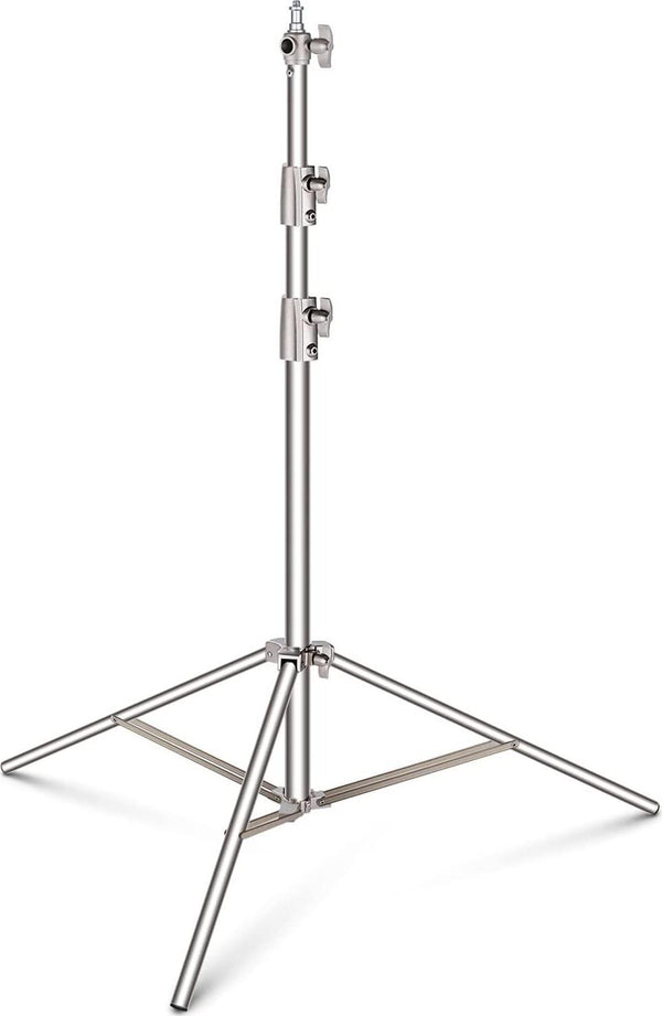 NEEWER 102 /2.6m Stainless Steel Light Stand, Spring Cushioned Heavy Duty Photography Tripod Stand with 1/4 to 3/8 Universal Screw Adapter for Strobe, LED Video Light, Ring Light, Monolight, Softbox