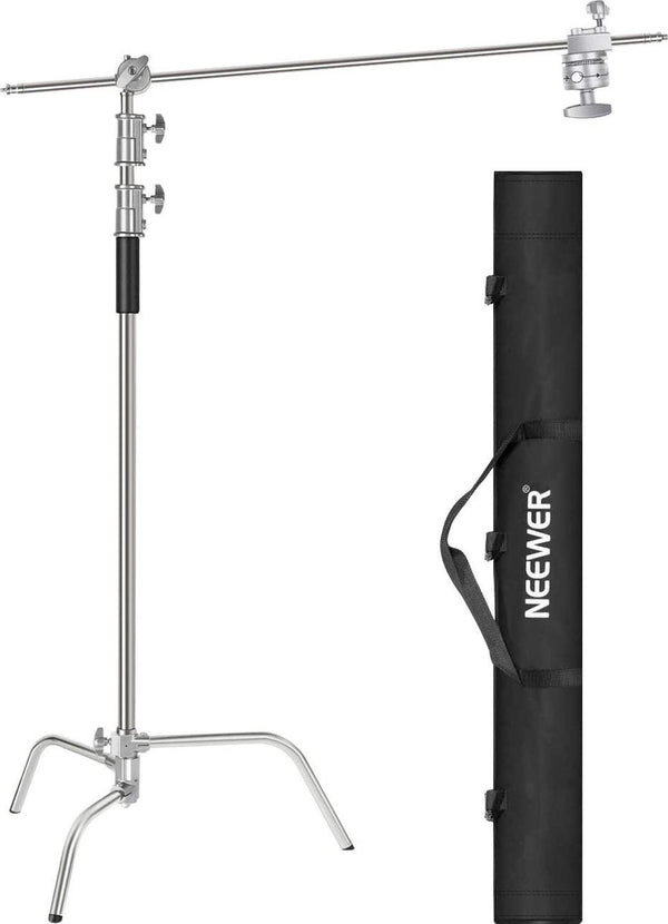 Neewer 10 Feet/3 Meters C-Stand Light Stand with 4 Feet/1.2 Meters Extension Boom Arm, 2 Pieces Grip Head and Carry Bag for Photography Studio Video Reflector, Umbrella, Monolight, etc (Basic Version)