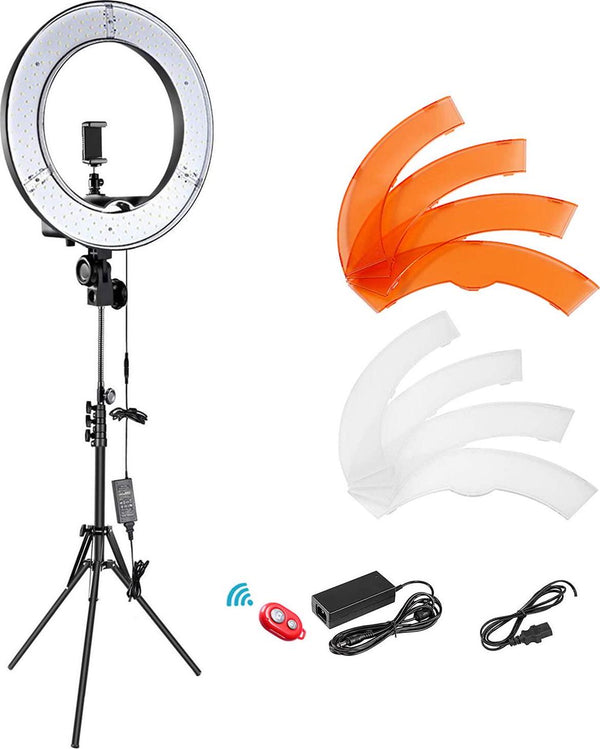 Neewer 12-inch Inner/14-inch Outer LED Ring Light and Light Stand 36W 5500K Lighting Kit with Soft Tube,Color Filter,Hot Shoe Adapter,Bluetooth Receiver for Camera Smartphone YouTube TikTok Video Shooting
