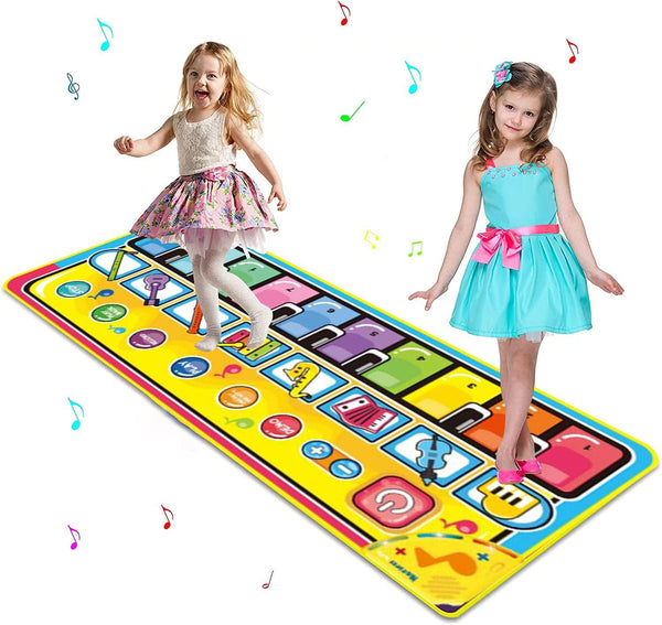 Piano Mat, Kids Musical Mats, Music Piano Keyboard Dance Floor Mat Carpet Animal Blanket Touch Playmat Early Education Toys for Baby Toddlers Girls Boys Funny Birthday Christmas Xmas Gift Toy (140 x 60 cm)