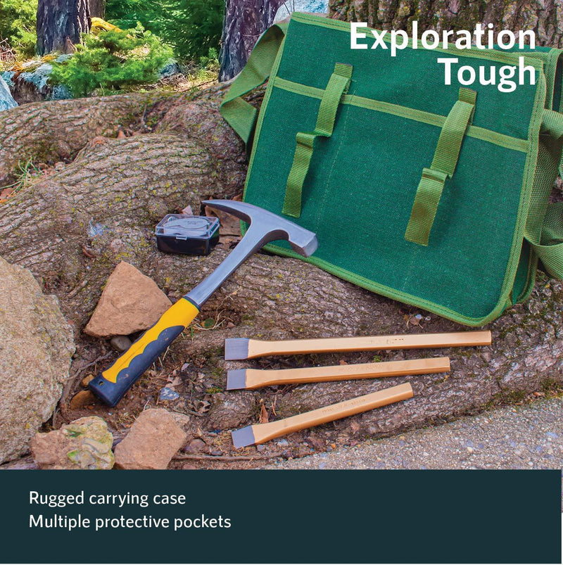 Rock Hammer Mining Kit, Rockhounding Geology Tools Musette Bag Chisels Rock Pick Hammer
