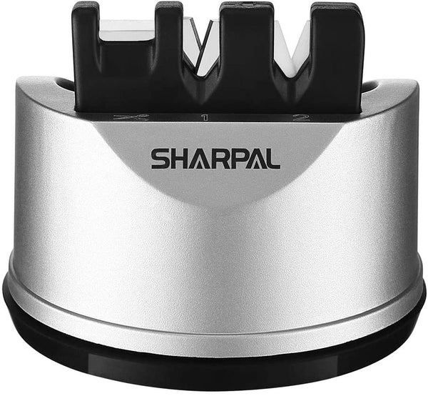 SHARPAL 191H Pocket Kitchen Chef Knife and Scissors Sharpener for Straight and Serrated Knives, 3-Stage Knife Sharpening Tool Helps Repair and Restore Blades