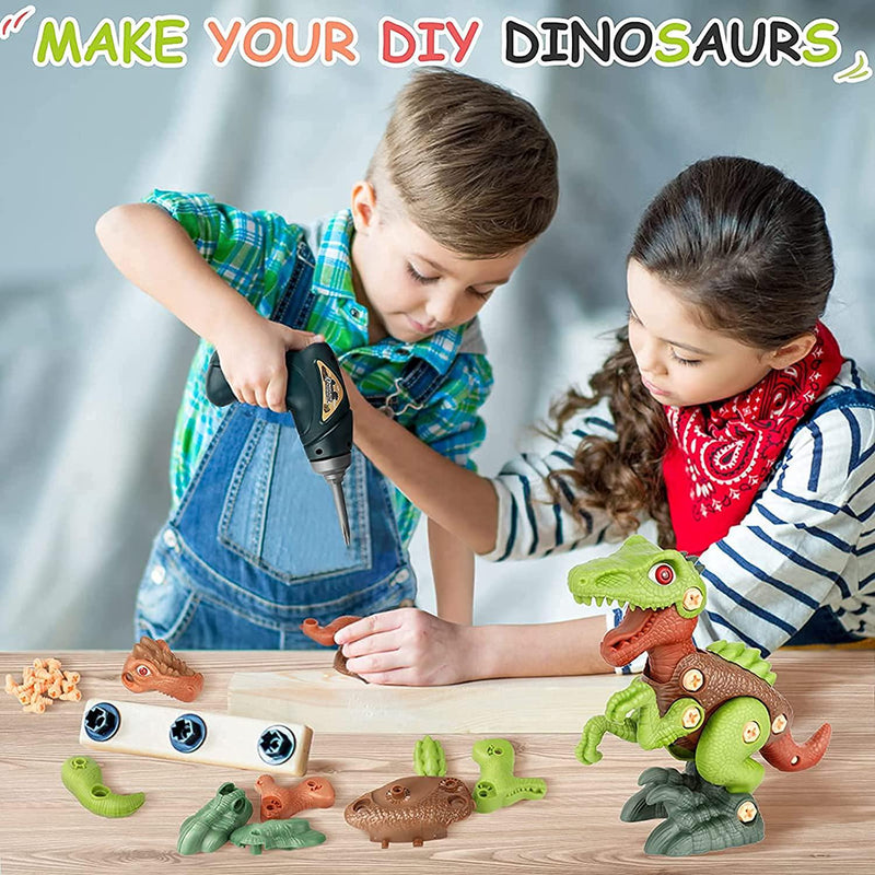 Techshining Take Apart Dinosaur Toys for Kids STEM Dinosaur Toys with Electric Drill for Boys and Girls Construction Building Toys Christmas Birthday Toy for 3 4 5 6 7 8 Year Old Children