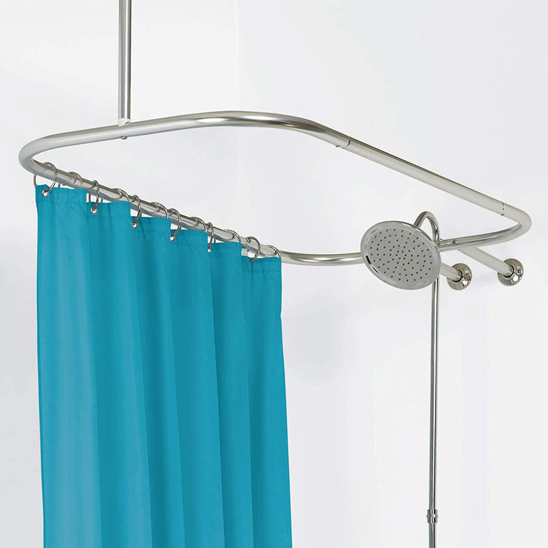 Zenna Home 34941WW, NeverRust Aluminum Hoop Shower Curtain Rod for Claw Foot Tubs, White Hoop Shower Rod Chrome