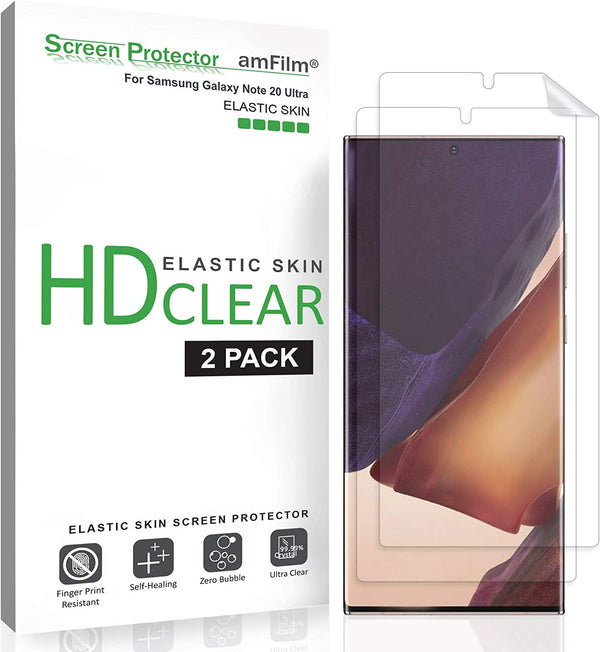 amFilm Elastic Skin Screen Protector for Samsung Galaxy Note 20 Ultra (2 Pack) Easy Installation, Alignment Tool, HD Clear, Premium Quality Screen Protector