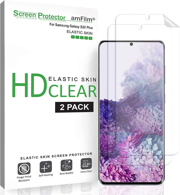 amFilm Elastic Skin Screen Protector for Samsung Galaxy S20 Plus (2 Pack) Easy Installation, Alignment Tool, HD Clear, Premium Quality Screen Protector