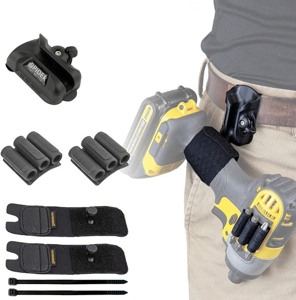 SPIDER Tool Holster Dual Tool Kit - 5 Piece Set for Carrying Tools and Organizing Drill Bits