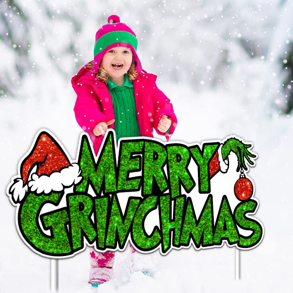 Grinch Christmas Decorations -Grinch Christmas Yard Signs with Stakes