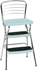 COSCO Stylaire Retro Chair + Step Stool with Flip-Up Seat, Teal