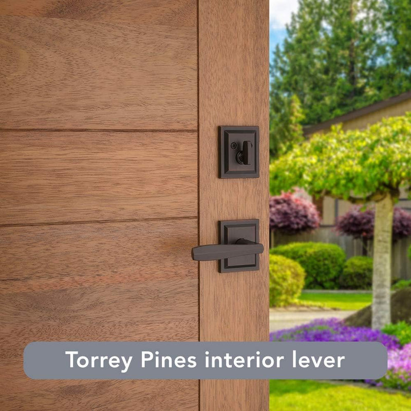 Baldwin Torrey Pines, Front Entry Handleset with Interior Lever, Featuring Smartkey Deadbolt Re-Key Technology and Microban Protection, in Venetian Bronze