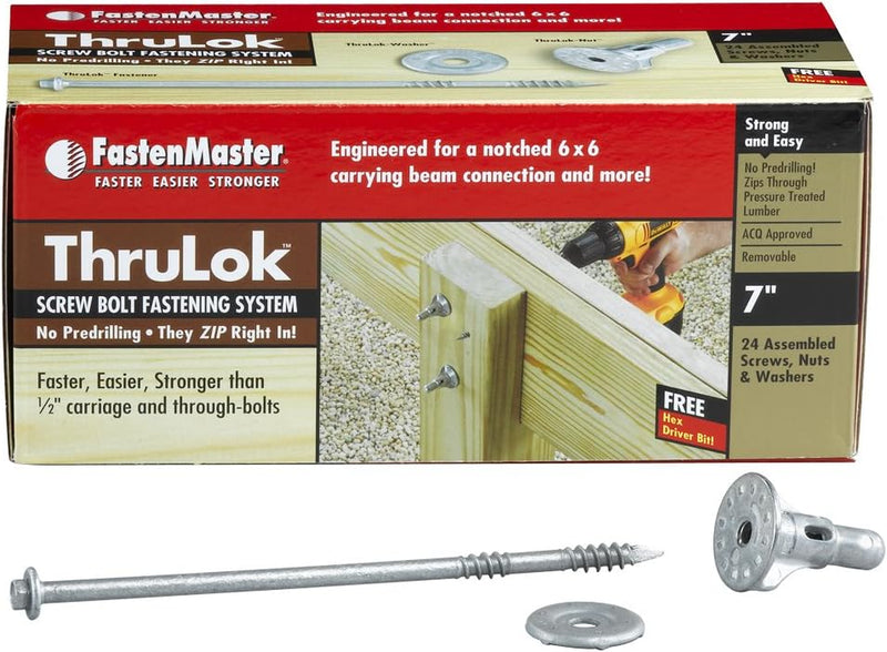 Fastenmaster FMTHR007-24 Thrulok Screw Bolt Fastening System, 7 Inches, 24-Count, Silver