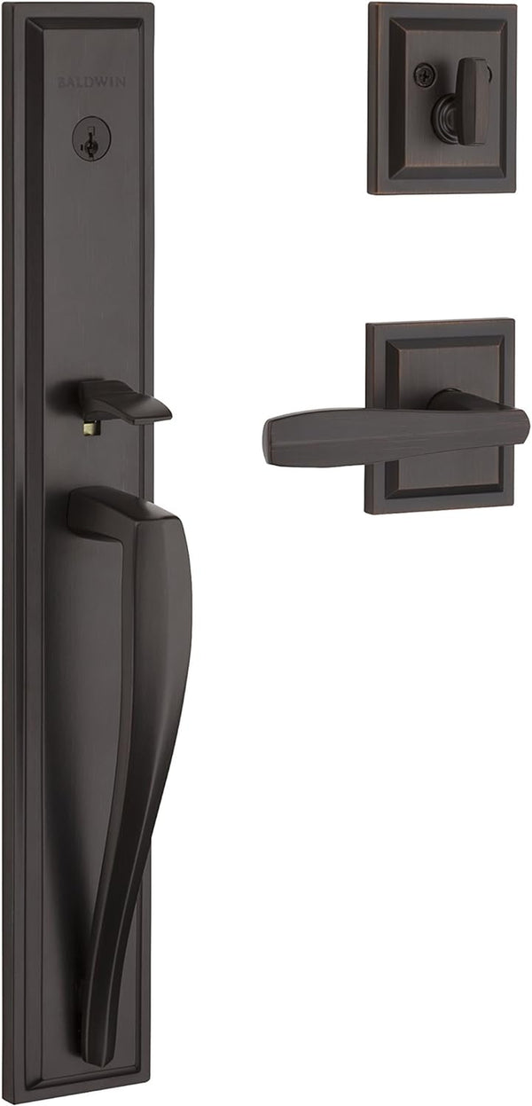 Baldwin Torrey Pines, Front Entry Handleset with Interior Lever, Featuring Smartkey Deadbolt Re-Key Technology and Microban Protection, in Venetian Bronze