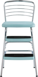 COSCO Stylaire Retro Chair + Step Stool with Flip-Up Seat, Teal