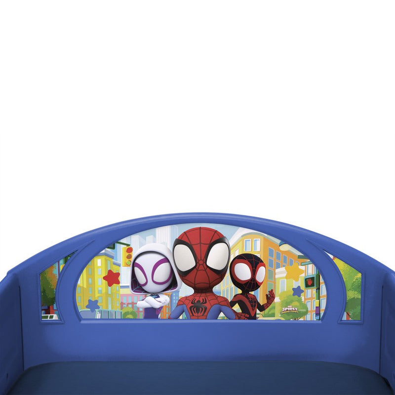 Spidey and His Amazing Friends Sleep and Play Toddler Bed with Built-In Guardrails by , Blue