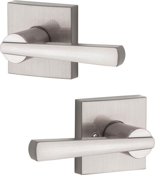 Baldwin Spyglass , Interior Passage Door Reversible Lever for Hallway/Closet/Rooms, Non-Locking Door Handle with Microban Protection, in Satin Nickel