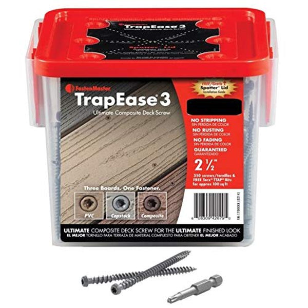 Trapease 3 Deck Screw 2-1/2" (350) Screws (Pebble Gray/Foggy Wharf/Rainer)