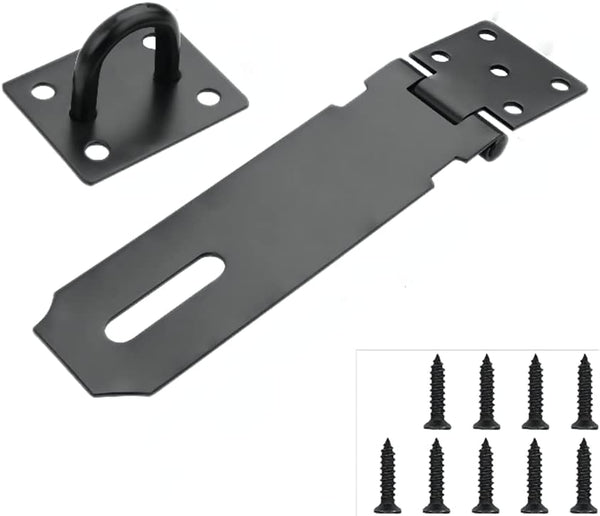 Door Hasp Latch 5 Inch Clasp Gate Lock Latch Stainless Steel Door Bolt Latch,Black Matte Finish