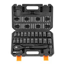 BENTISM 1/2" Drive Impact Socket Set, 23 PCS Standard SAE (7/16" -1") & Metric (13-24 Mm) Sizes, Deep & Shallow Kit, 6 Point Cr-V Alloy Steel Includes Adapters & Ratchet Handle & Storage Case
