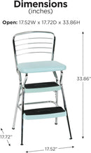 COSCO Stylaire Retro Chair + Step Stool with Flip-Up Seat, Teal