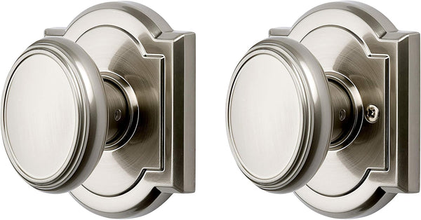 Baldwin Carnaby, Interior Passage Door Knob for Hallway/Closet/Rooms, Non-Locking Door Handle with Microban Protection, in Satin Nickel