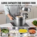 BENTISM Steamer Pot 11In/28Cm, 3 Tier Steamer Pot for Cooking with 8.5QT Stock Pot, Vegetable Steamer & 2 Steaming Tray, Food-Grade 304 Stainless Steel Food Steamer Cookware for Gas Electric Stove