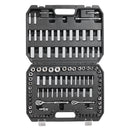 BENTISM Socket Set, 1/4" and 3/8" Drive Socket and Ratchet Set, 6-Point Socket Opening, 106 Pcs Tool Set SAE and Metric, Deep and Standard Sockets, 5/32-1 In, 5-19 Mm for Auto Repairing & Household