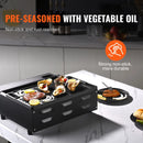 BENTISM 9.7"X16.7" Reversible Grill/Griddle ，Non-Stick Seasoned Double Play Grill Pan Cast Iron BBQ Flat Stove Top Griddle W/Hollow Handles, Black
