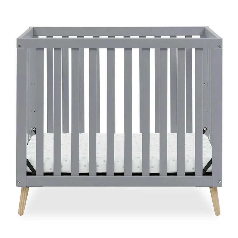Essex Convertible Mini Baby Crib with 2.75-Inch Mattress, Grey W/Natural