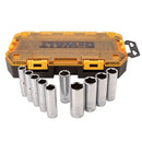 DEWALT Metric 1/2" Drive Chrome Vanadium Steel Deep Socket Set 10 Pc