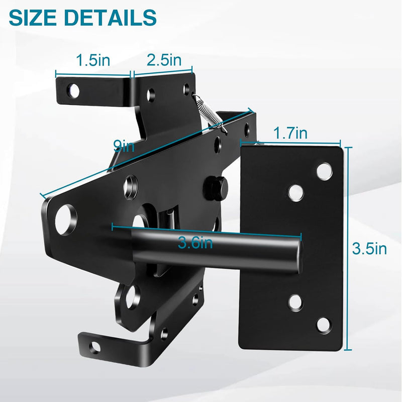 Self Locking Gate Latch and Gate Hinges Set Heavy Duty Hardware Hinges for Vinyl and Wood Fence with Installation Screws and Swing Adjuster Tool Heavy Duty 1 Gate Latch 2 Gate Hinges