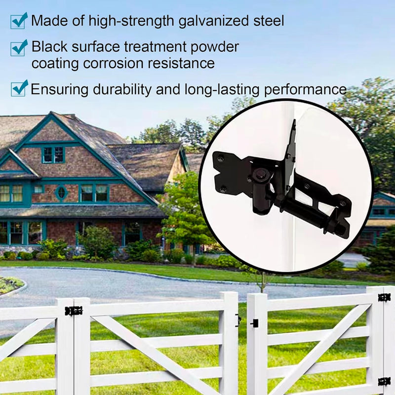 Self Locking Gate Latch and Gate Hinges Set Heavy Duty Hardware Hinges for Vinyl and Wood Fence with Installation Screws and Swing Adjuster Tool Heavy Duty 1 Gate Latch 2 Gate Hinges