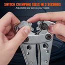 BENTISM Crimping Tool, AWG10-1/0 Copper and Aluminum Terminal Battery Lug Crimper, 6 Wire Sizes Crimping Die, with a Cutting Pliers, Gloves, 95Pcs Copper Ring Connectors, and 100Pcs Heat Shrink Tubes