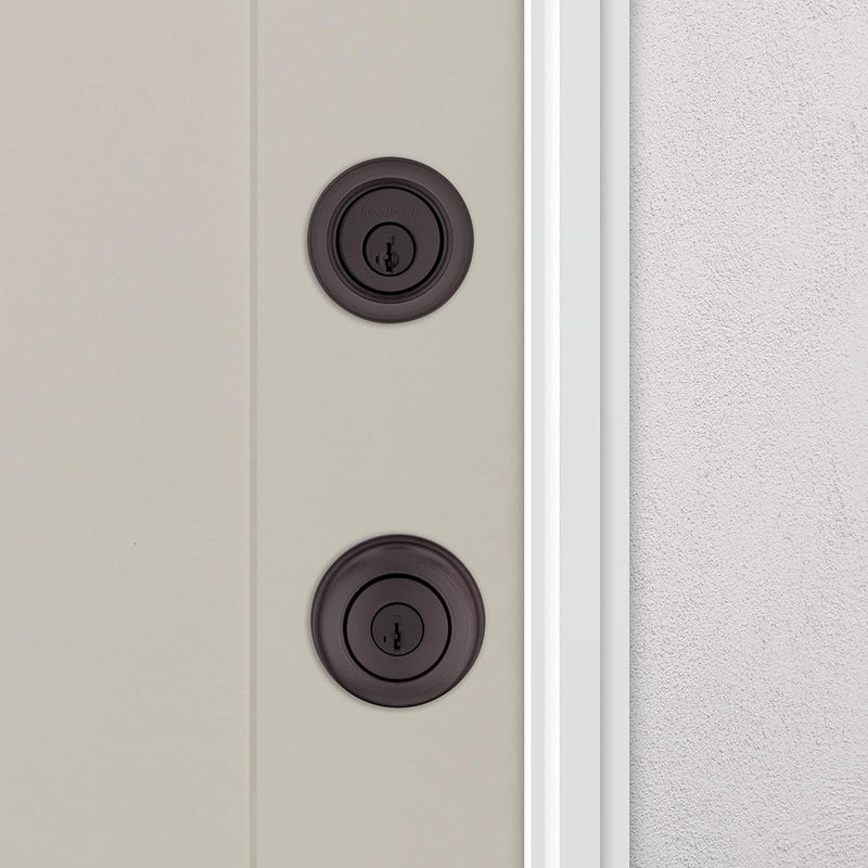 690 Cove Keyed Entry Knob and Single Cylinder Deadbolt Combo Pack Featuring Smartkey in Venetian Bronze Featuring Microban